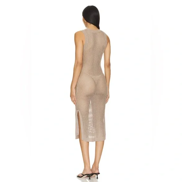 BOBI BLACK REVOLVE NWT MIDI DRESS IN TAUPE - Picture 3 of 8